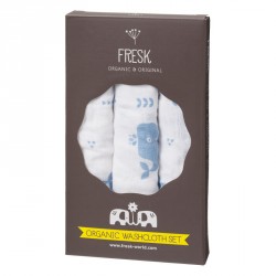 set de 3 gants de toilette en tétra - Girafe indigo blue FRESK