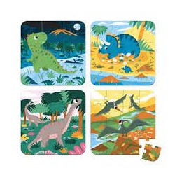 Janod  Puzzles évolutifs Dinosaures - 4 puzzles